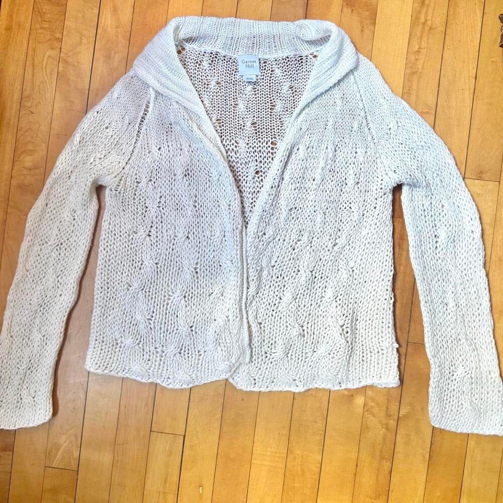 white cable knit cardigan Size Large 100% linen
